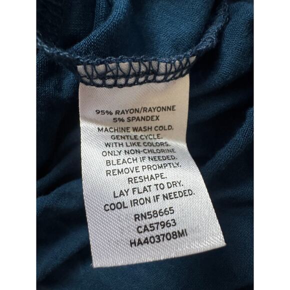 Women’s Striped Knit Sweater V-Neck Long Sleeve Navy Green White – Size Medium - Picture 7 of 7